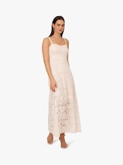 Adrianna Papell Sequin Lace White Ankle Dress - Image 1 of 6