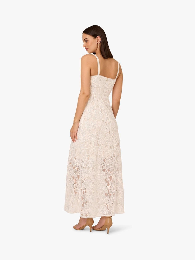 Adrianna Papell Sequin Lace White Ankle Dress - Image 2 of 6 Adrianna Papell Sequin Lace White Ankle Dress - Image 2 of 6