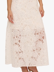 Adrianna Papell Sequin Lace White Ankle Dress - Image 5 of 6