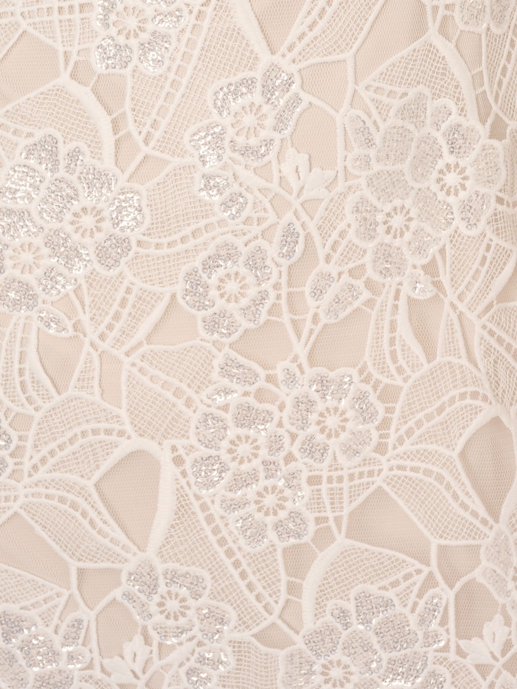 Adrianna Papell Sequin Lace White Ankle Dress - Image 6 of 6
