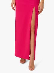 Adrianna by Adrianna Papell Pink Knit Crepe Long Dress - Image 4 of 6