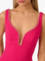 Adrianna by Adrianna Papell Pink Knit Crepe Long Dress - Image 5 of 6
