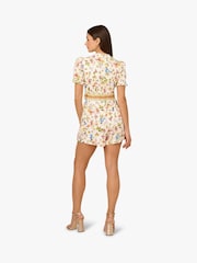 Adrianna by Adrianna Papell Puff Sleeve White Romper - Image 2 of 6