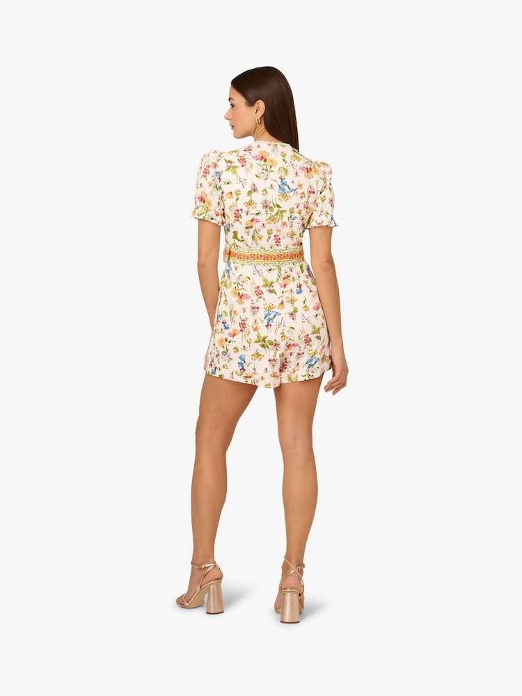 Adrianna by Adrianna Papell Puff Sleeve White Romper - Image 2 of 6