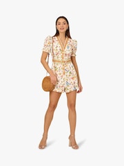 Adrianna by Adrianna Papell Puff Sleeve White Romper - Image 3 of 6
