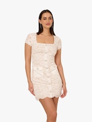 Adrianna Papell Corded Lace White Short Dress - Image 1 of 6