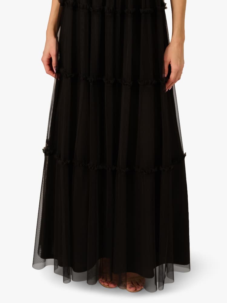 Adrianna by Adrianna Papell Mesh Strapless Black Long Dress - Image 5 of 6