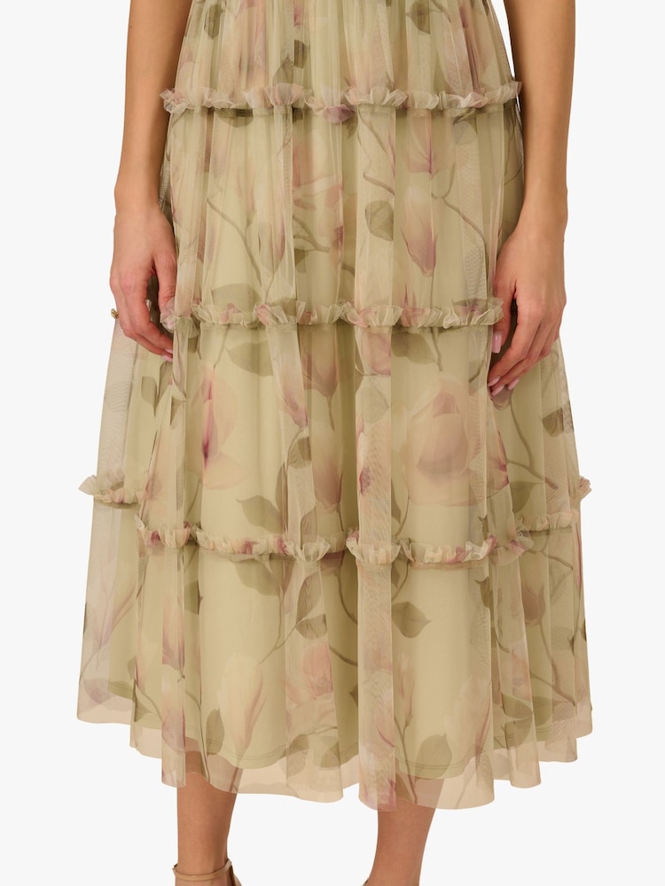 Buy Adrianna by Adrianna Papell Green Printed Knit and Mesh Dress from Next  USA