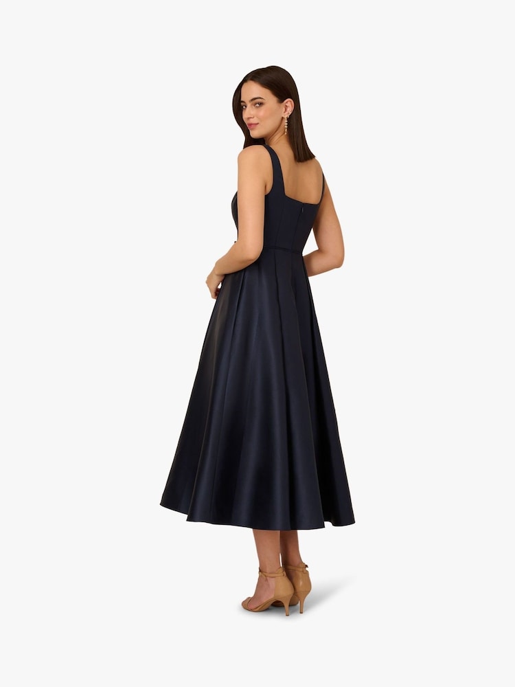 Adrianna Papell Blue Mikado Ankle Dress - Image 3 of 6