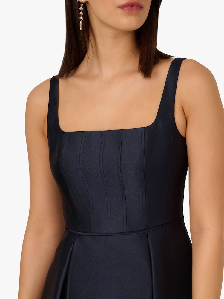 Adrianna Papell Blue Mikado Ankle Dress - Image 4 of 6