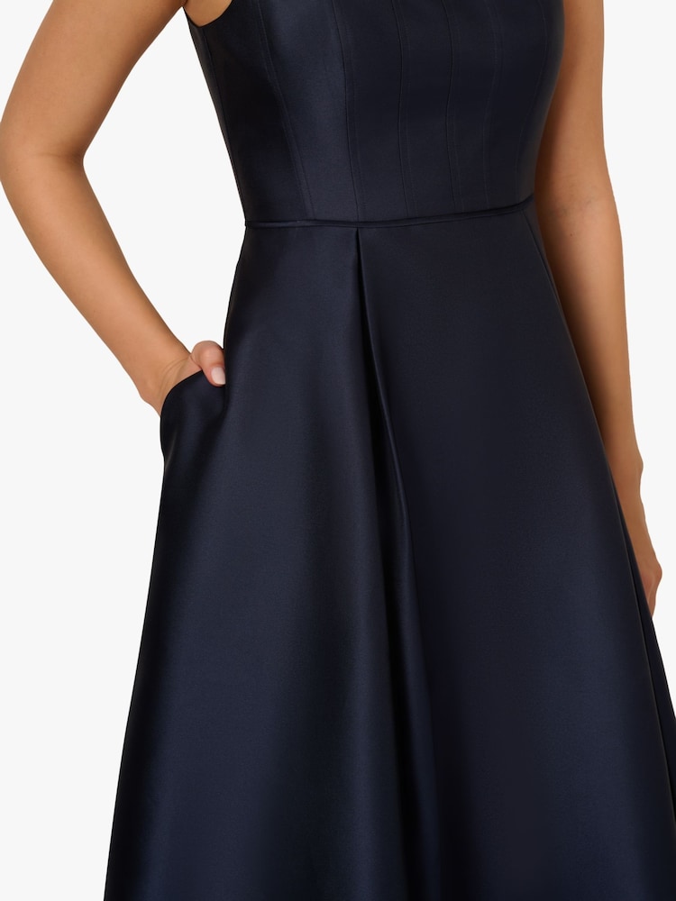 Adrianna Papell Blue Mikado Ankle Dress - Image 5 of 6