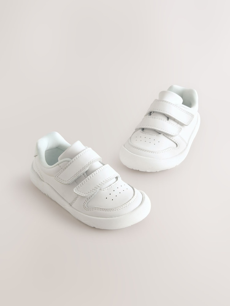 White Barefoot Leather Touch Fastening Trainers - Image 1 of 6