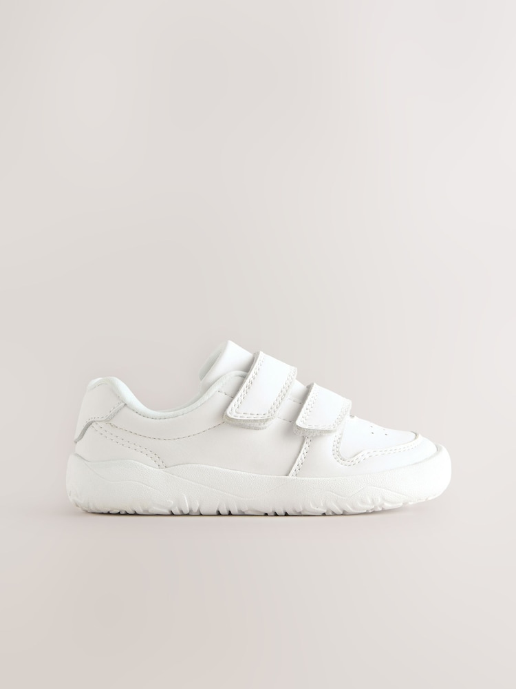 White Barefoot Leather Touch Fastening Trainers - Image 2 of 6