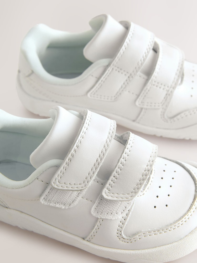 White Barefoot Leather Touch Fastening Trainers - Image 6 of 6