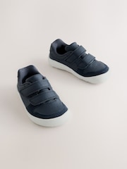 Navy Barefoot Leather Touch Fastening Trainers - Image 1 of 7
