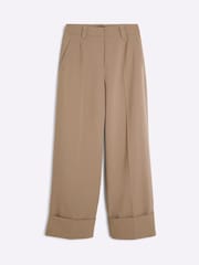 River Island Brown Wide Leg Pleat Trousers - Image 4 of 5