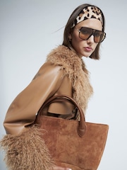 River Island Brown Faux Fur Collar Trench Coat - Image 3 of 5