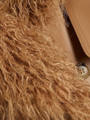 River Island Brown Faux Fur Collar Trench Coat - Image 5 of 5