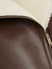 River Island Brown Shearling Mix Faux Leather Gilet - Image 5 of 5