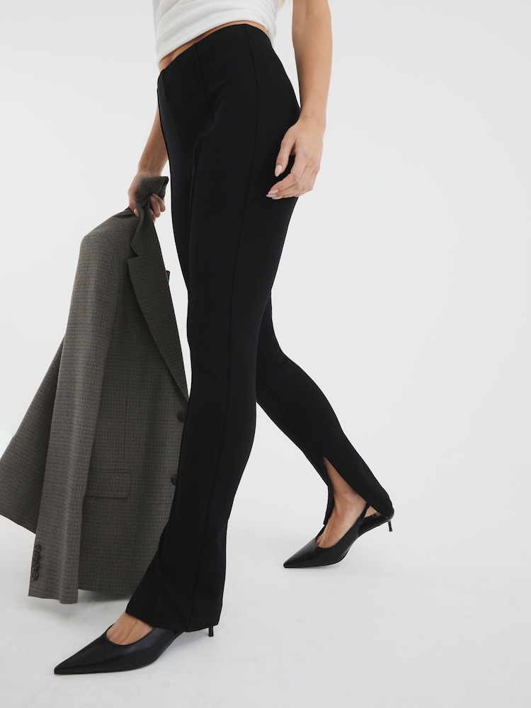 River Island Black Petite Slim Ponte Side Split Trousers - Image 2 of 3 River Island Black Petite Slim Ponte Side Split Trousers - Image 2 of 3