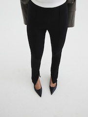 River Island Black Petite Slim Ponte Side Split Trousers - Image 3 of 3