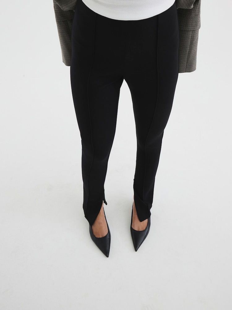 River Island Black Petite Slim Ponte Side Split Trousers - Image 3 of 3 River Island Black Petite Slim Ponte Side Split Trousers - Image 3 of 3