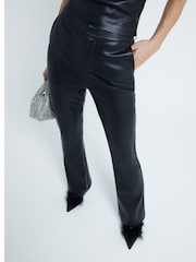 River Island Black Faux Leather Flare Trousers - Image 1 of 3