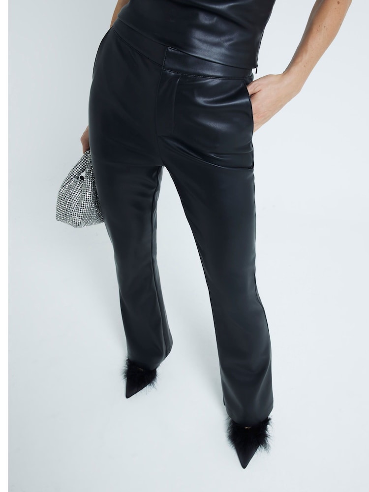 River Island Black Faux Leather Flare Trousers - Image 1 of 3