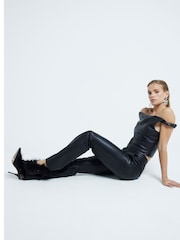 River Island Black Faux Leather Flare Trousers - Image 2 of 3