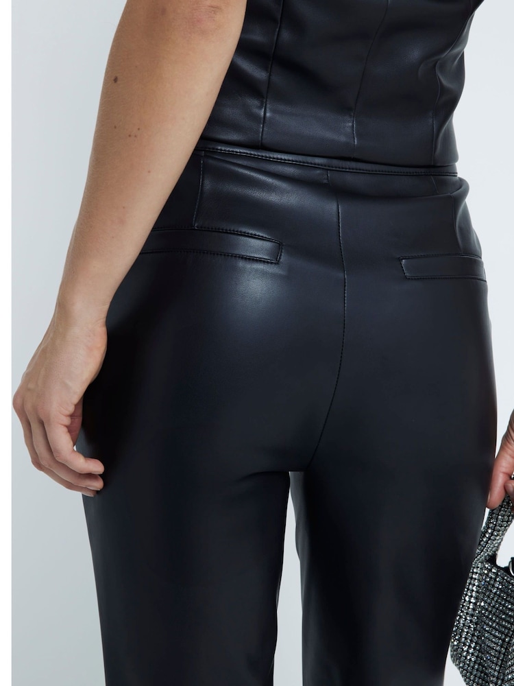 River Island Black Faux Leather Flare Trousers - Image 3 of 3