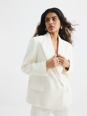 Grädde - River Island Oversized Petite Dubbelknäppt Kavaj - Bild 1 av 6