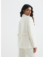 Grädde - River Island Oversized Petite Dubbelknäppt Kavaj - Bild 2 av 6