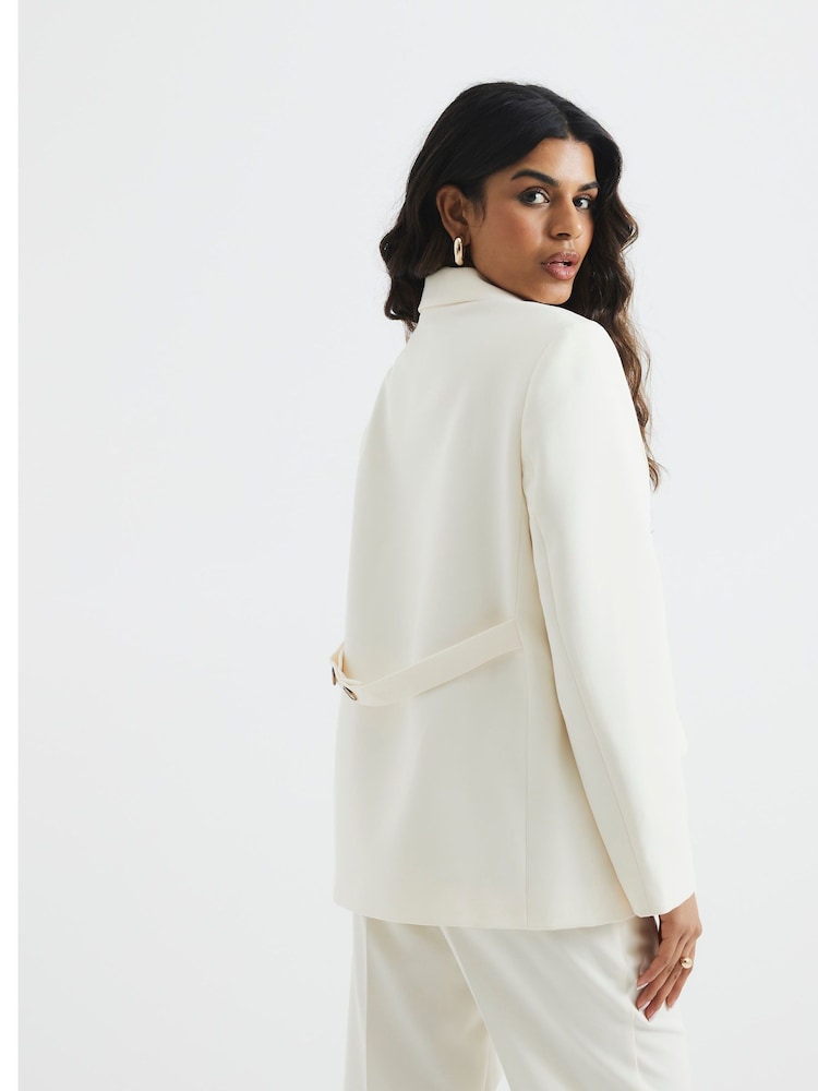 Grädde - River Island Oversized Petite Dubbelknäppt Kavaj - Bild 2 av 6