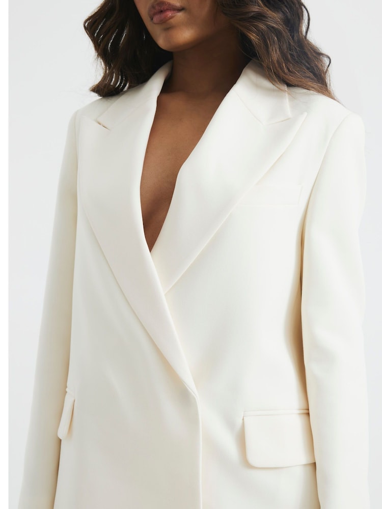 Crème - River Island Oversized Petite Double Breasted Blazer - Image 3 of 6