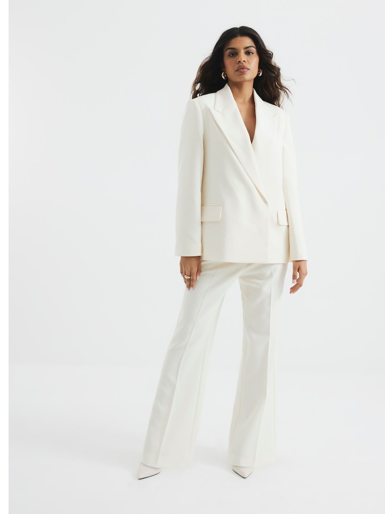 Crème - River Island Oversized Petite Double Breasted Blazer - Image 4 of 6