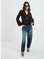 Marrón cromado - Cárdigan asimétrico con botones de River Island - Imagen 2 de 5