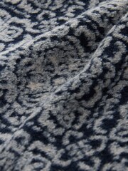 Navy Blue/Grey Printed Zip Through Funnel Neck Fleece - Image 3 of 3