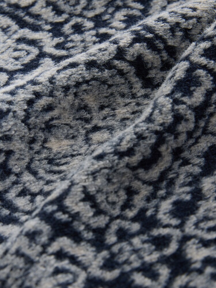 Navy Blue/Grey Printed Zip Through Funnel Neck Fleece - Image 3 of 3