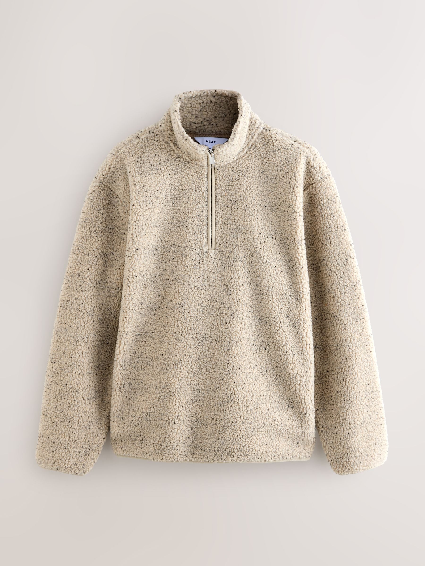 Buy Ecru Marl Nep Nep Borg Quarter Zip Fleece from Next USA