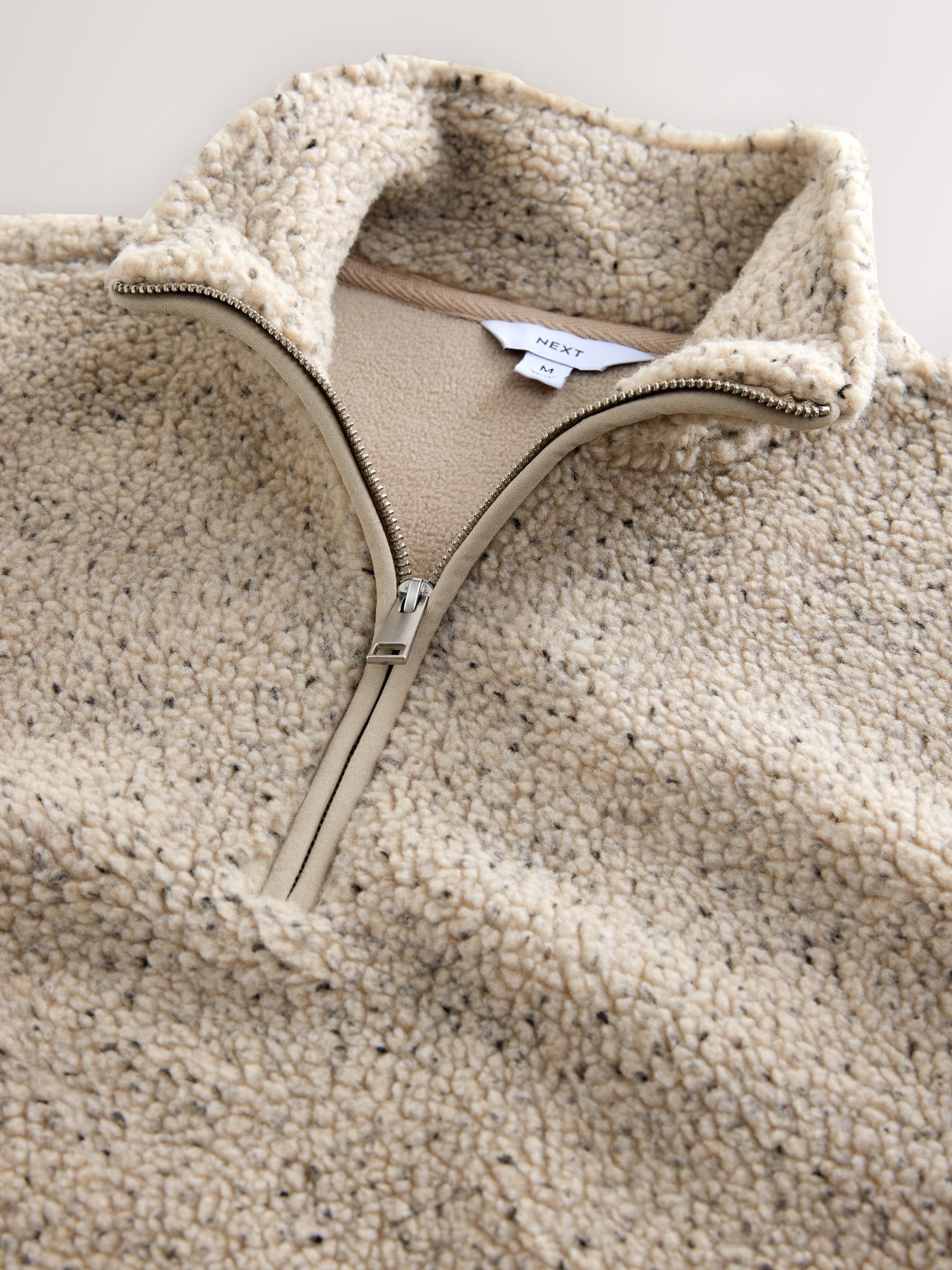 Buy Ecru Marl Nep Nep Borg Quarter Zip Fleece from Next USA