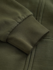 Khaki Green Borg Fleece Lined Zip-Up Hoodie - Image 4 of 5