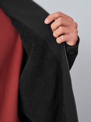 Black Hooded Borg Fleece Lined Shacket - Image 8 of 11