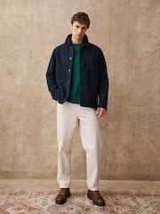 Navy Blue Wool Look Fleece Shacket - Image 7 of 11