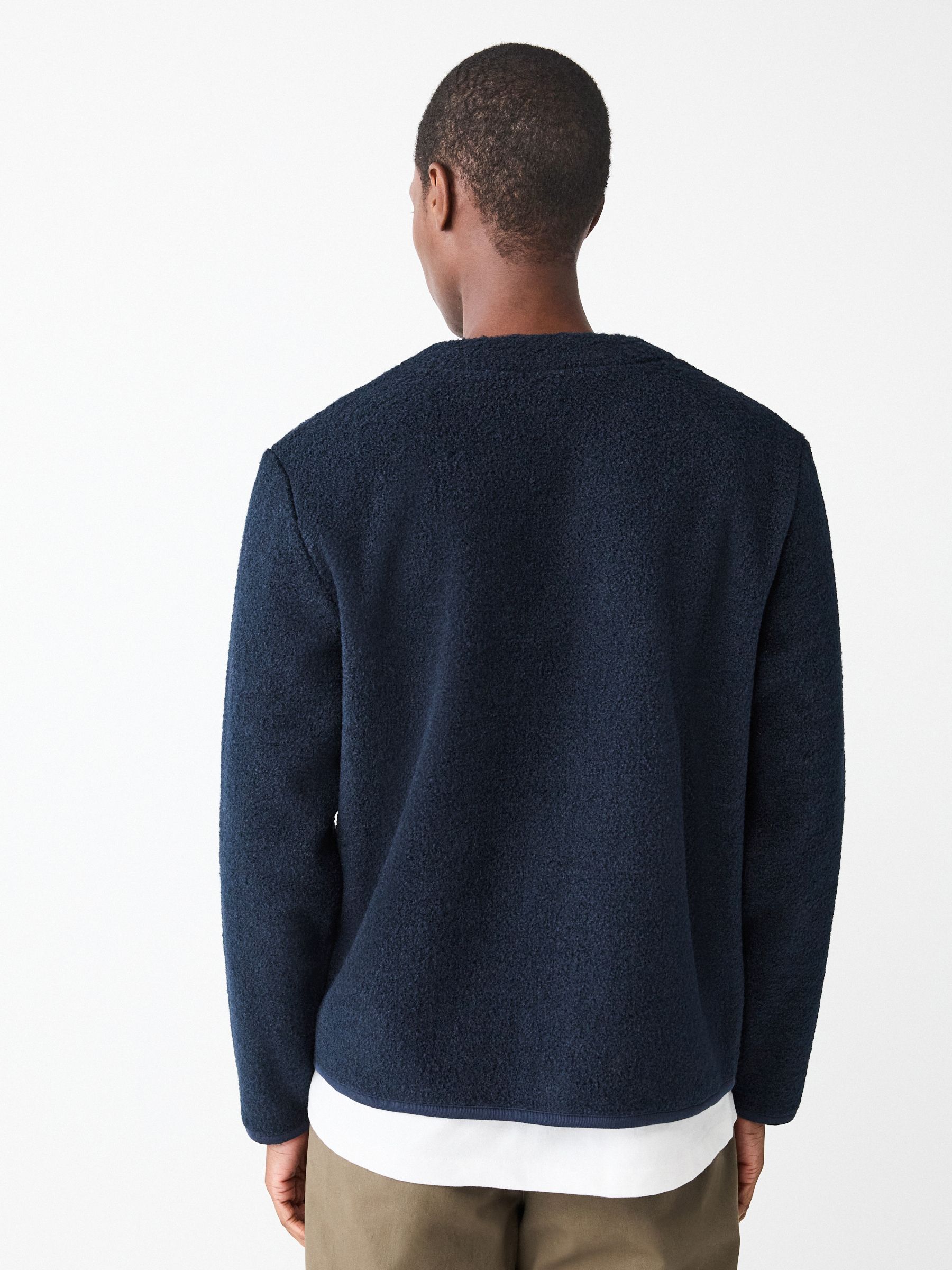 philme mix knit cardigan (unisex、navy) Washed-Navy-Cable-Knit-Cotton-