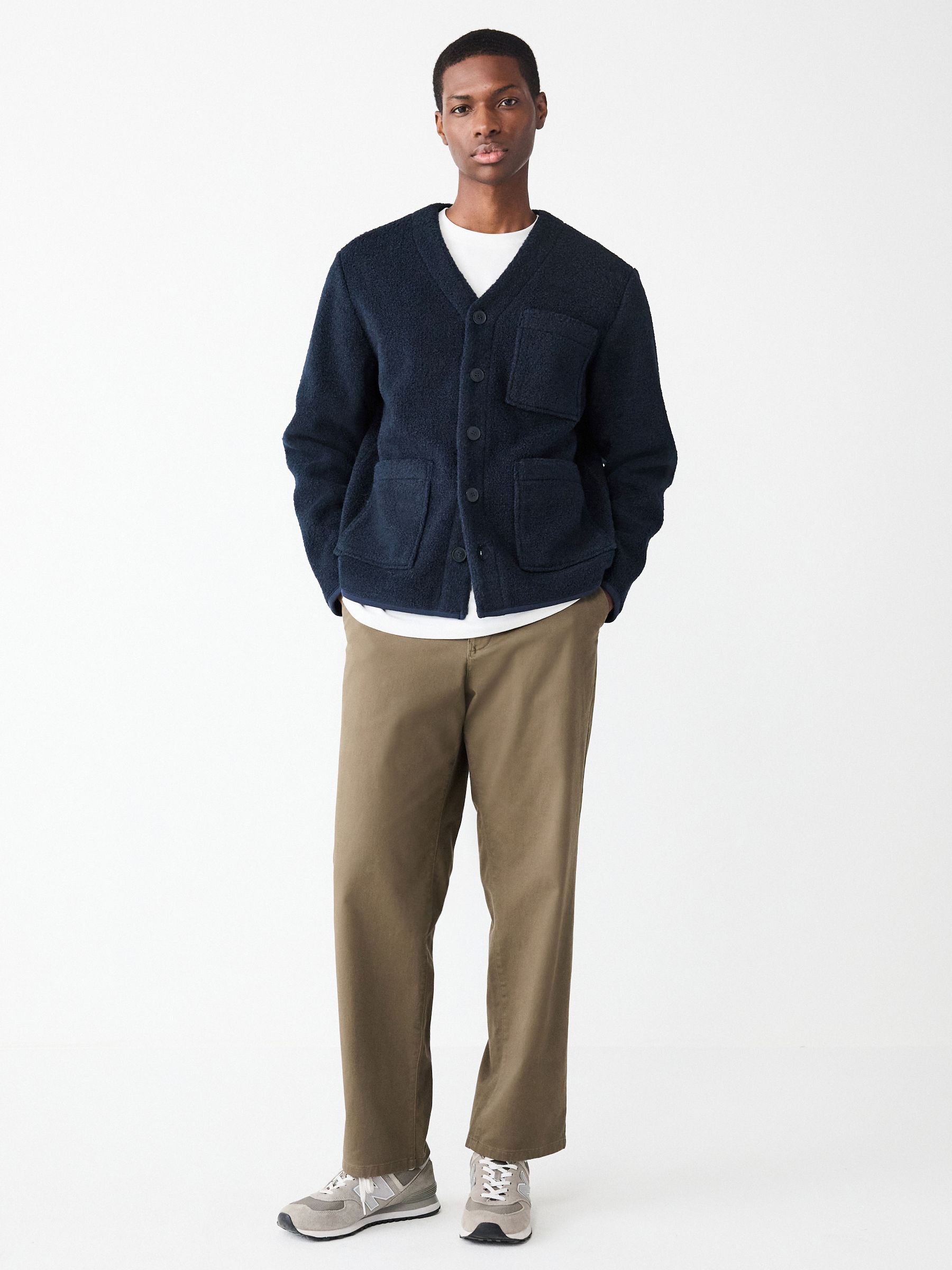 Buy Navy Blue Wool Look Fleece Cardigan from Next USA