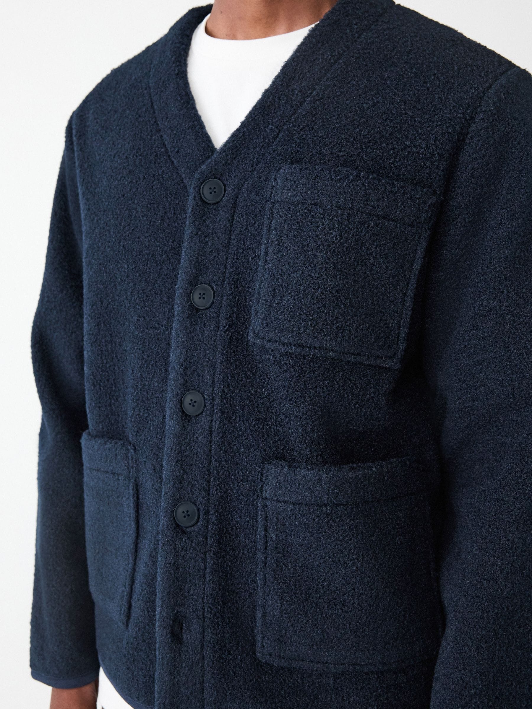 Buy Navy Blue Wool Look Fleece Cardigan from Next USA