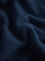 Navy Blue Wool Look Quarter Zip Polo Top - Image 8 of 9