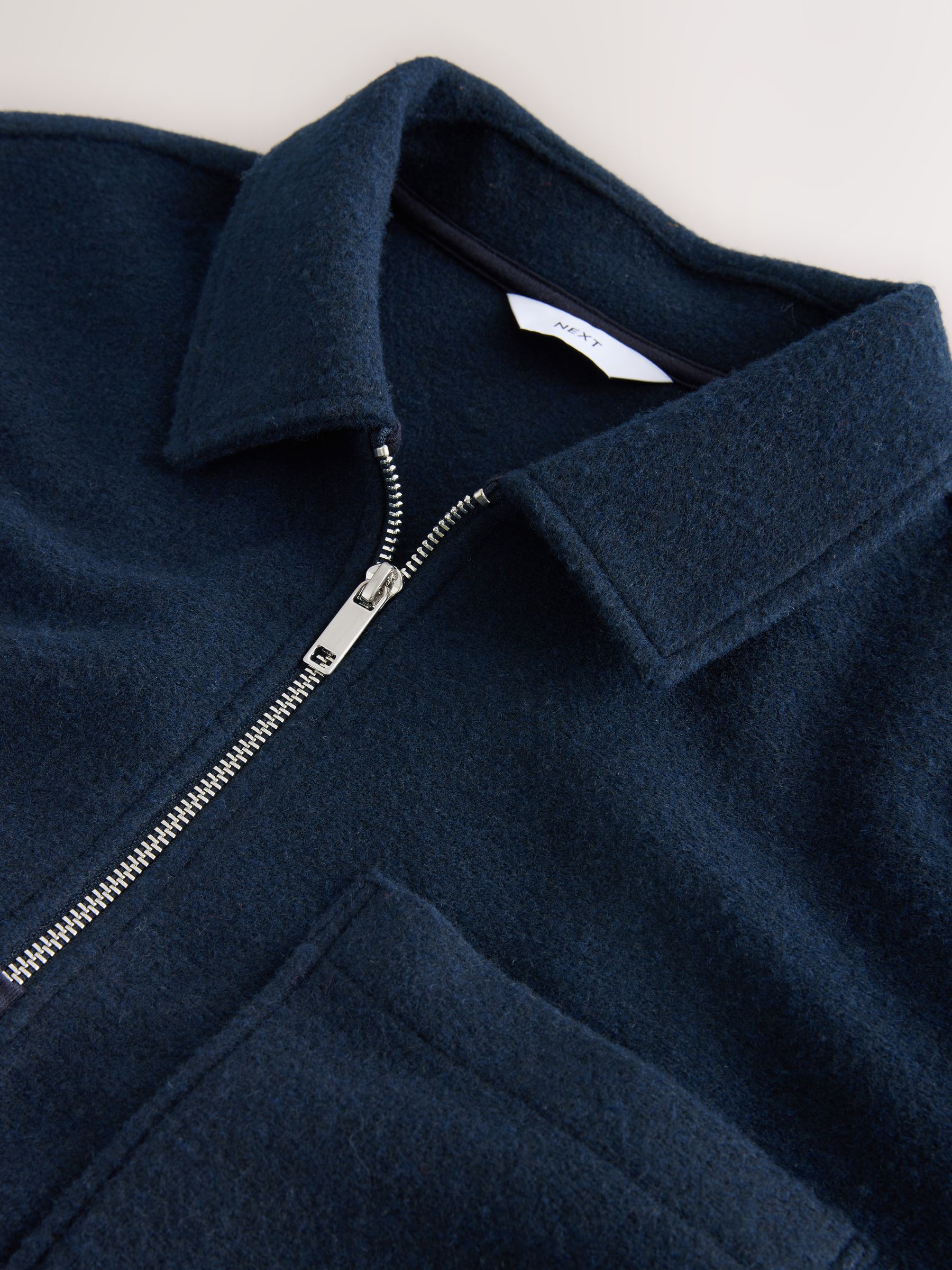 Buy Navy Blue Wool Look Quarter Zip Polo Top from Next USA