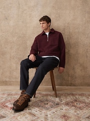 Purple Wool Look Quarter Zip Polo Top - Image 4 of 6
