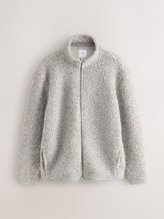 Grey Zip Through Funnel Neck Fleece - Image 1 of 4